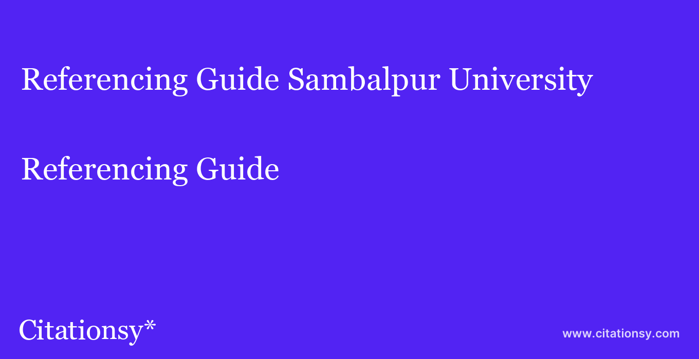 Referencing Guide: Sambalpur University
